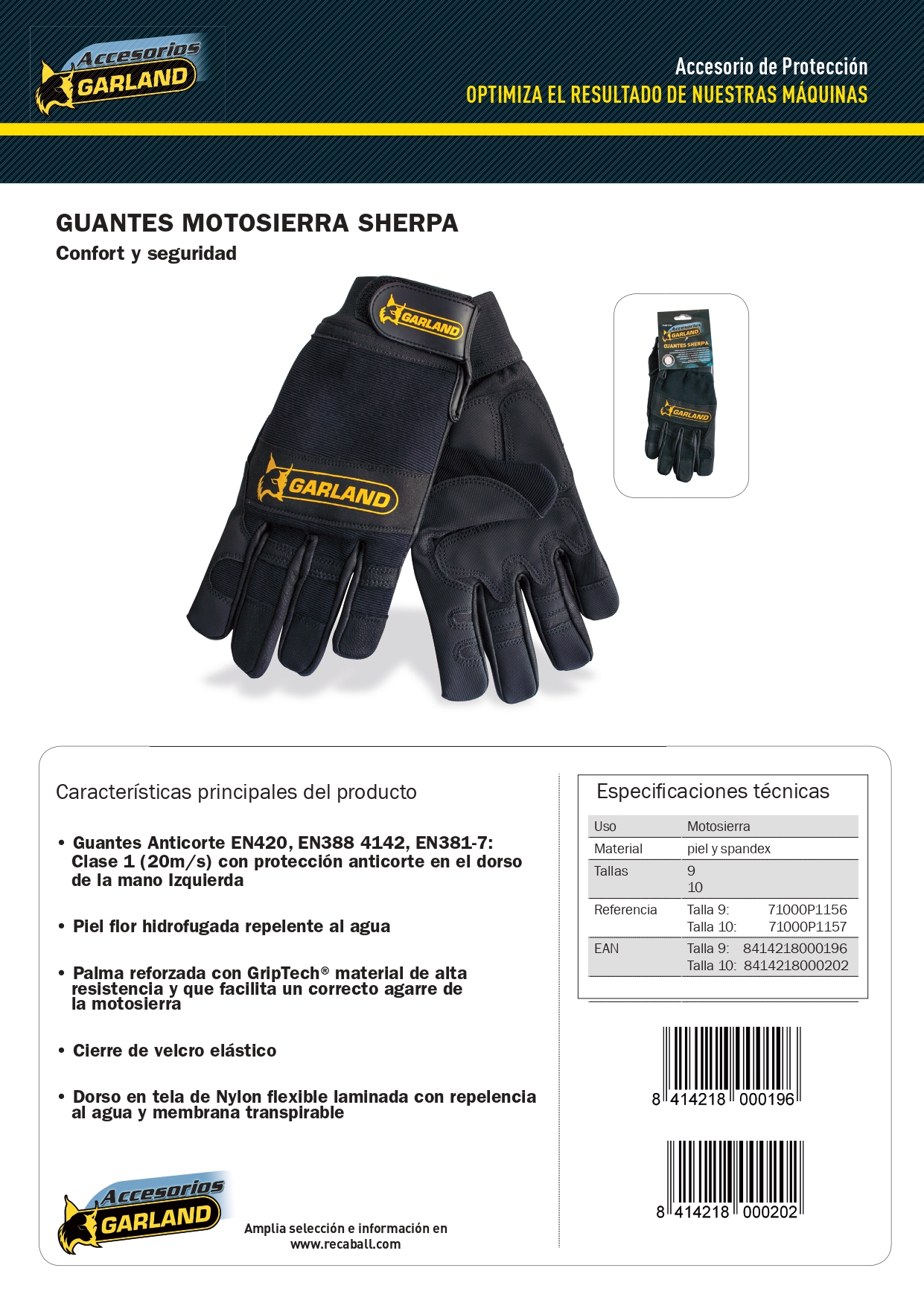 Guantes Sherpa anticorte para motosierra